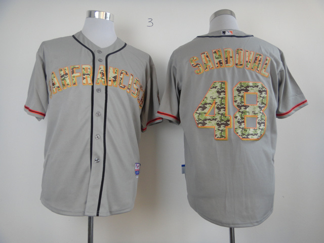 Men San Francisco Giants #48 Sandoval Grey Camo MLB Jerseys